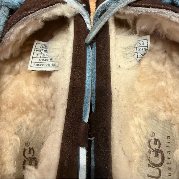 UGG Brown and Blue Loafers with Plush Lining - Picture 11 of 11